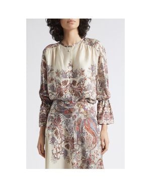 Marella Girino Paisley Print Viscose Shirt - Brown