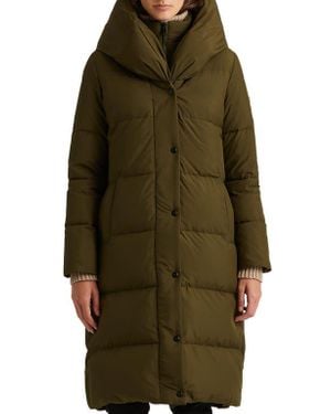 Ralph Lauren Pillow Hood Longline Down & Feather Jacket - Green