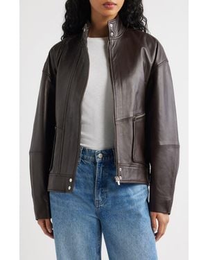 Reformation Veda Harrison Leather Jacket - Brown