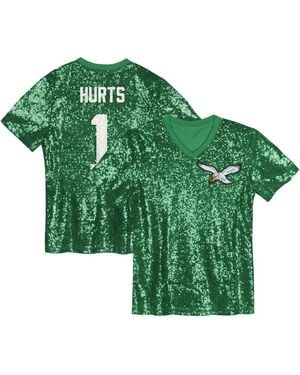 Outerstuff Girls Youth Jalen Hurts Philadelphia Eagles Sequin V-Neck Fashion Jersey - Green