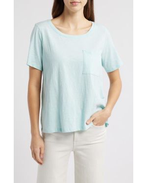 Eileen Fisher Crewneck Pocket Organic Cotton T-Shirt - Blue