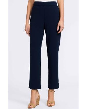 Foxcroft Louisa Crepe Knit Ankle Pants - Blue