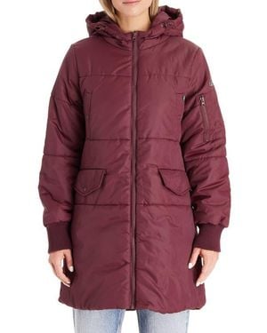 Modern Eternity Maternity 3-In-1 Hooded Maternity Puffer Jacket - Red