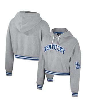 The Wild Collective Kentucky Wildcats Cropped Shimmer Pullover Hoodie - Gray