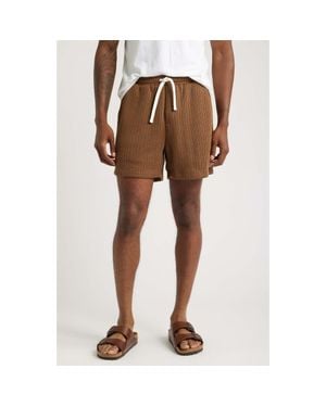 RIZORT Hunter Knit Drawstring Shorts - Brown