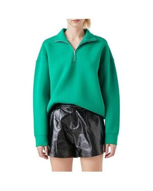 Grey Lab Scuba Knit Quarter Zip Pullover - Green