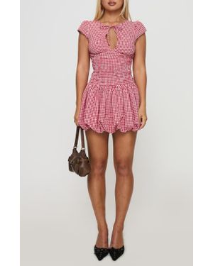 Princess Polly Ladybug Gingham Smocked Minidress - Pink