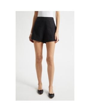 Posse Perri Mid Rise Linen Mini Shorts - Black