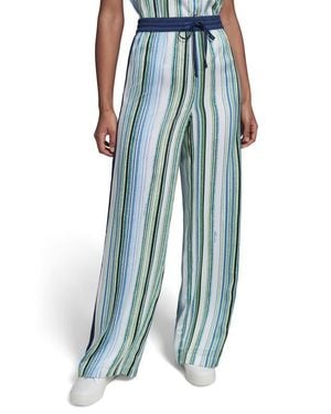 KARL LAGERFELD Stripe Wide Leg Pants - Blue