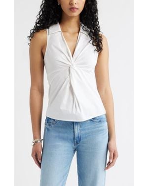 Open Edit Twist Front Poplin Top - Blue