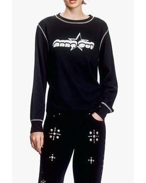 Anna Sui Logo Tees Thermal T-Shirt - Blue