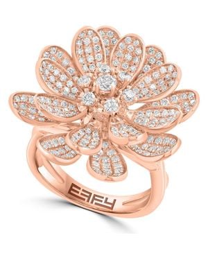Effy 14K Rose Diamond Bloom Cocktail Ring - Pink