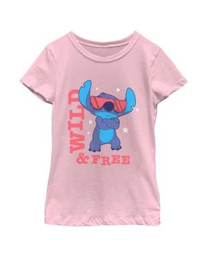 Lilo Et Stitch Girls' Wild And Free Pose T-Shirt - Pink
