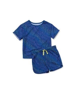 Lands' End Girls Short Sleeve Tee And Shorts Pajama Set - Blue