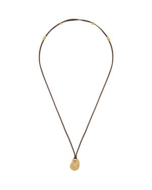 Reiss Leather Cord Pendant Necklace - Metallic
