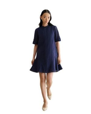 Hobbs Jasmine Short Sleeve Flared Mini Dress - Blue