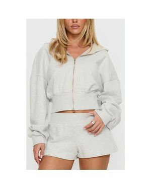 Princess Polly Daytime Blouson Crop Hoodie - Gray