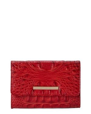 Brahmin Kerra Croc Embossed Leather Wallet - Red