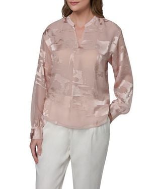 Donna Karan Satin Jacquard Top - Multicolor