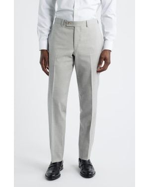 Jack Victor Piero Flat Front Stretch Cotton & Wool Pants - Gray
