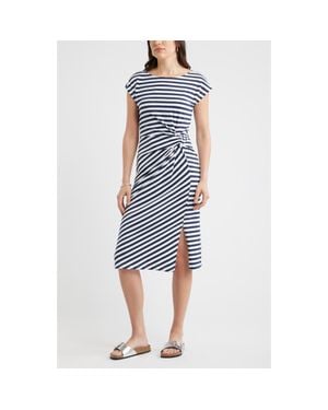 Caslon Twist Cotton Blend Knit Midi Dress - Blue