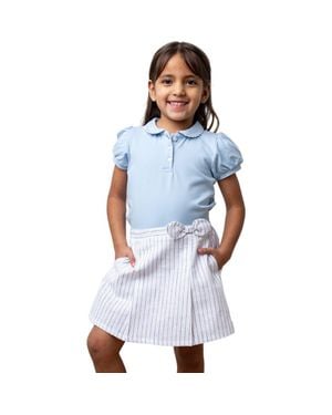 Hope & Henry Girls' Organic Puff Sleeve Polo, Kids - Blue