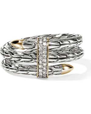 John Hardy Triple Spear Flex Ring, Pavé - Metallic