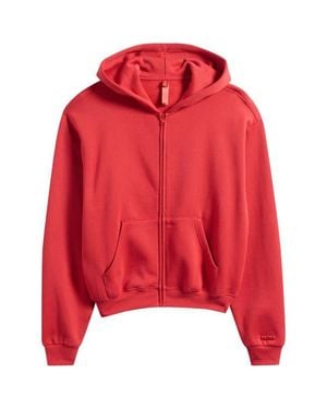 Skims Cotton Blend Fleece Classic Zip-Up Hoodie - Red