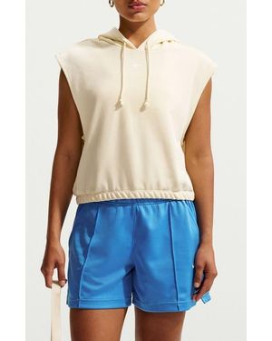 Nike Phoenix Cap Sleeve Cotton Blend Hoodie - Blue