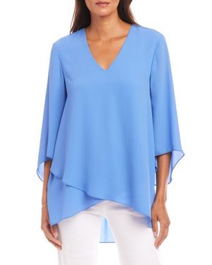 Karen Kane Asymmetrical Crepe Top - Blue