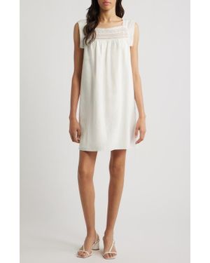 Charles Henry Lace Trim Shift Dress - White