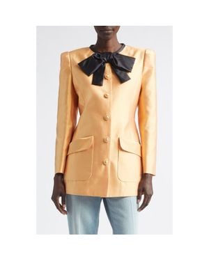 Valentino Silk Shantung Bow Jacket - Orange