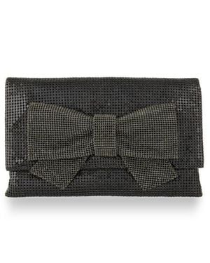 Whiting & Davis Gemma Crystal Bow Clutch - Black