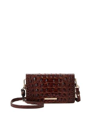 Brahmin Minuette Croc Embossed Leather Crossbody Bag - Brown