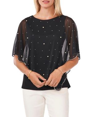 Chaus Beaded Overlay Jersey Top - Black