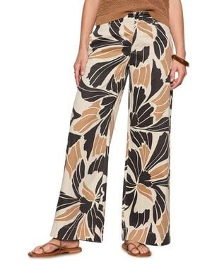 Sanctuary Academy Wide Leg Cotton & Linen Pants - Multicolor
