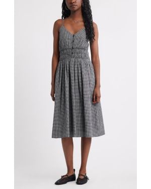 Treasure & Bond Strappy Smocked Gauze Midi Dress - Multicolor