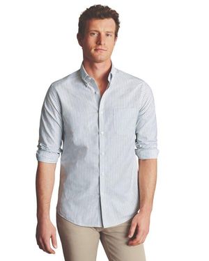Charles Tyrwhitt Slim Fit Button-Down Collar Non-Iron Stretch Stripe Oxford Shirt - White