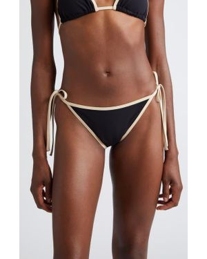 TOTEME Stripe Edge Side Tie Bikini Bottoms - Brown