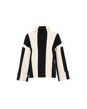 Theo the Label Minerra Knit Striped Mock Neck - Black
