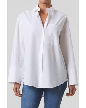 Franne Golde Oversized Cotton Poplin Button-Up Shirt - White