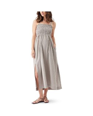 Ripe Maternity Leo Stripe Shirred Dress - Gray