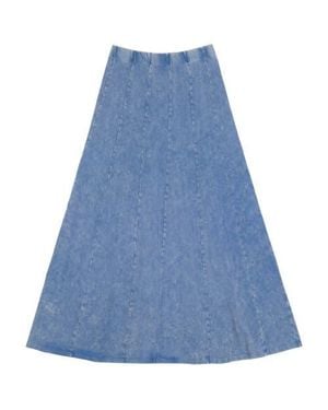 Spades Mineral Wash Panel Covered Elastic Waistband Panel Construction Maxi Skirt - Blue