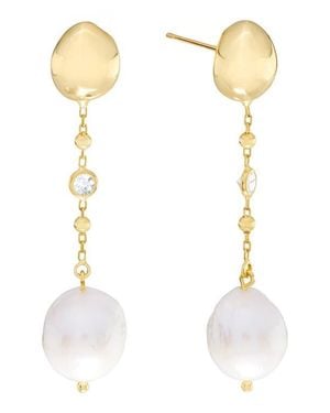 ATHRA LUXE Freshwater Pearl & Cubic Zirconia Drop Earrings - White