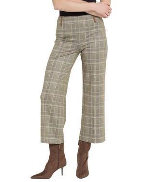 Lyssé Livia Plaid High Waist Crop Wide Leg Ponte Pants - Natural