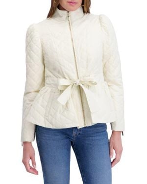 Kensie Quilted Peplum Jacket - White