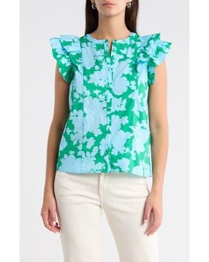 Sugarlips Riona Floral Sammi Cotton Button-Up Shirt - Green