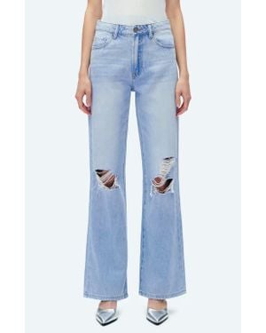 Bayeas Ripped High Waist Wide Leg Jeans - Blue