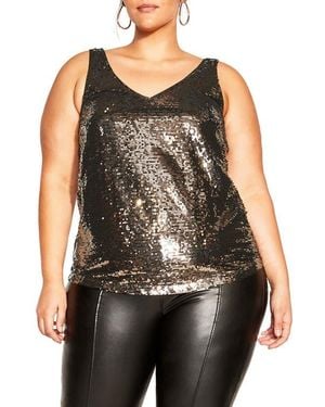 City Chic Razzle Dazzle Sequin Camisole - Brown