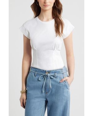 Treasure & Bond Pintuck Cotton T-Shirt - Blue
